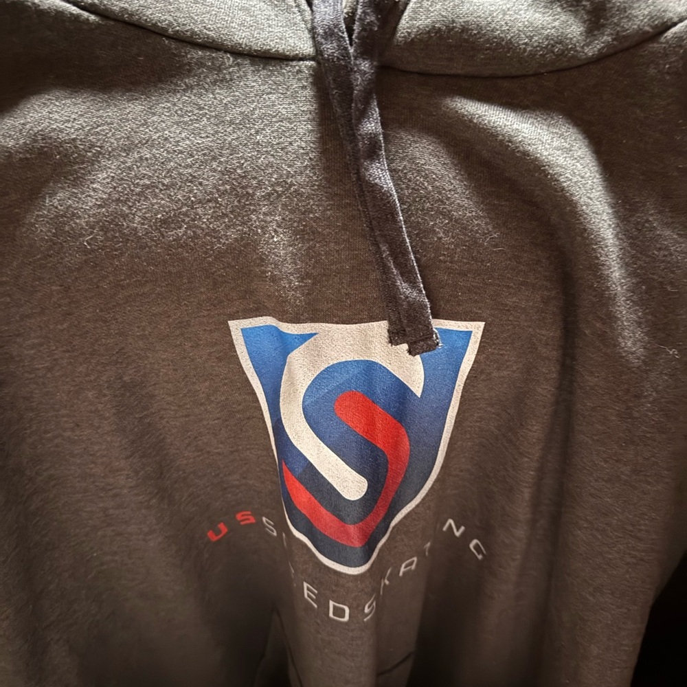 Fanatics Charcoal Hoodie with Subtle Logo. Olympic sweatshirt, very unique.